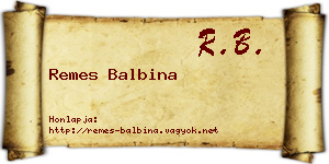 Remes Balbina névjegykártya